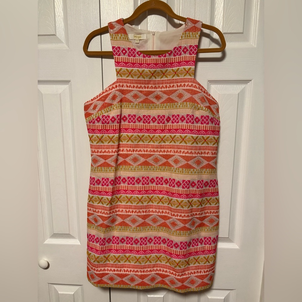 Britt Ryan Colorful Geometric Patterned Sleeveless Dress